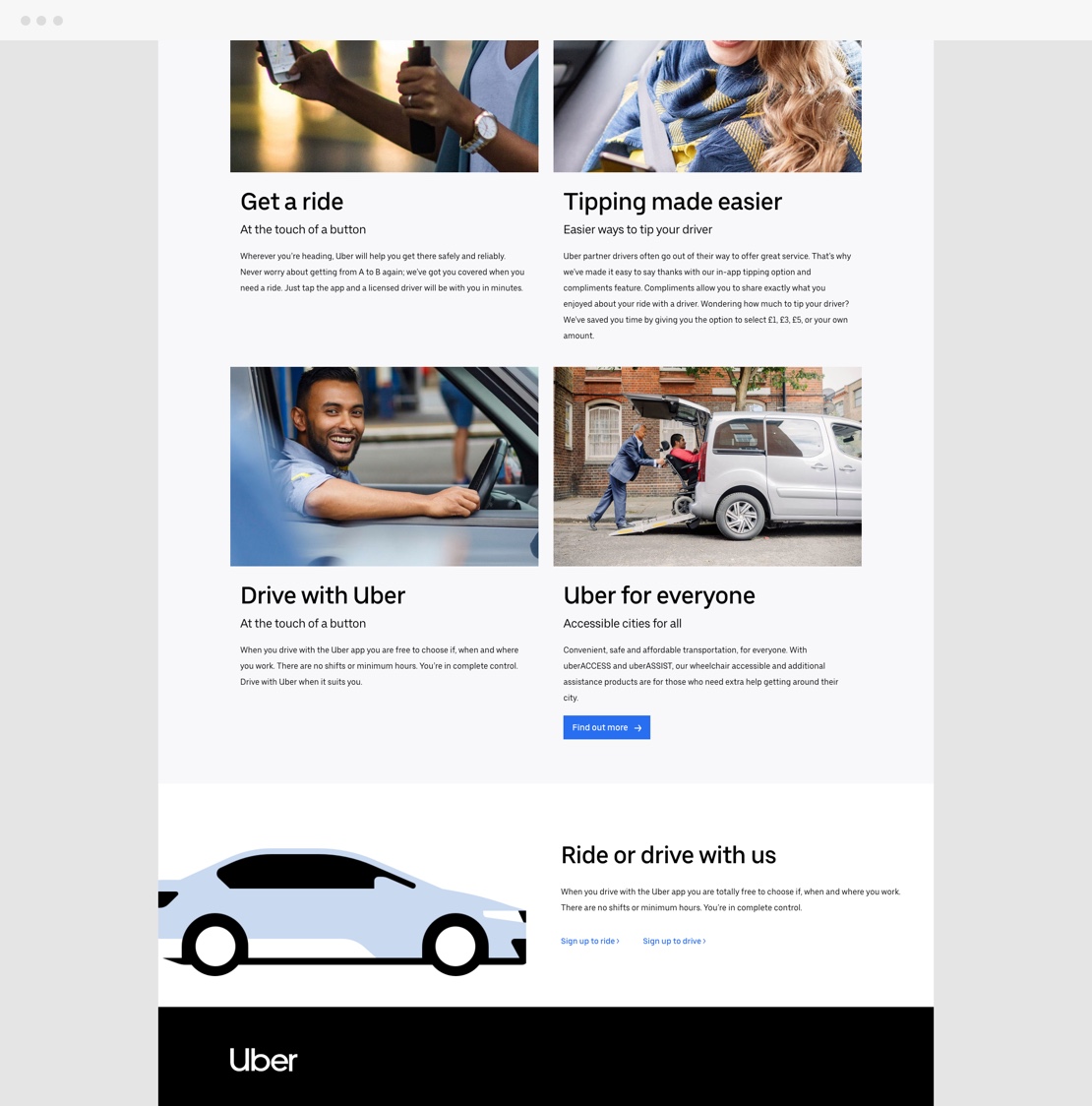 Uber UK Website Footer