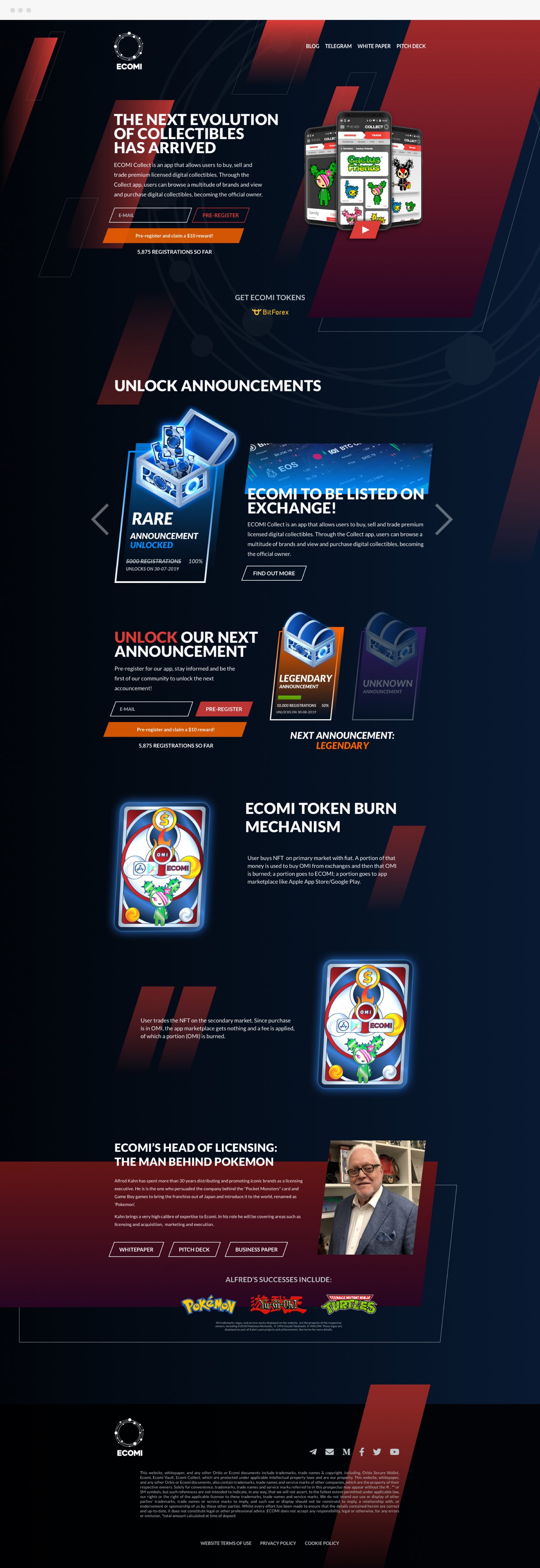 Ecomi landing page design